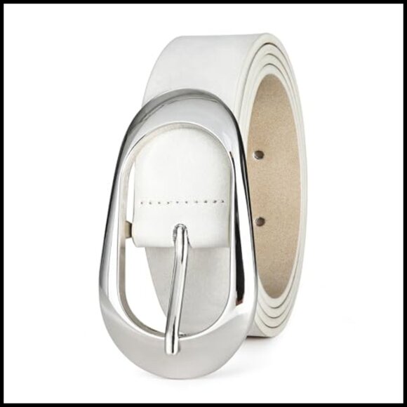 Synthetic Suede Belt with Silver Buckle for Women main image 5